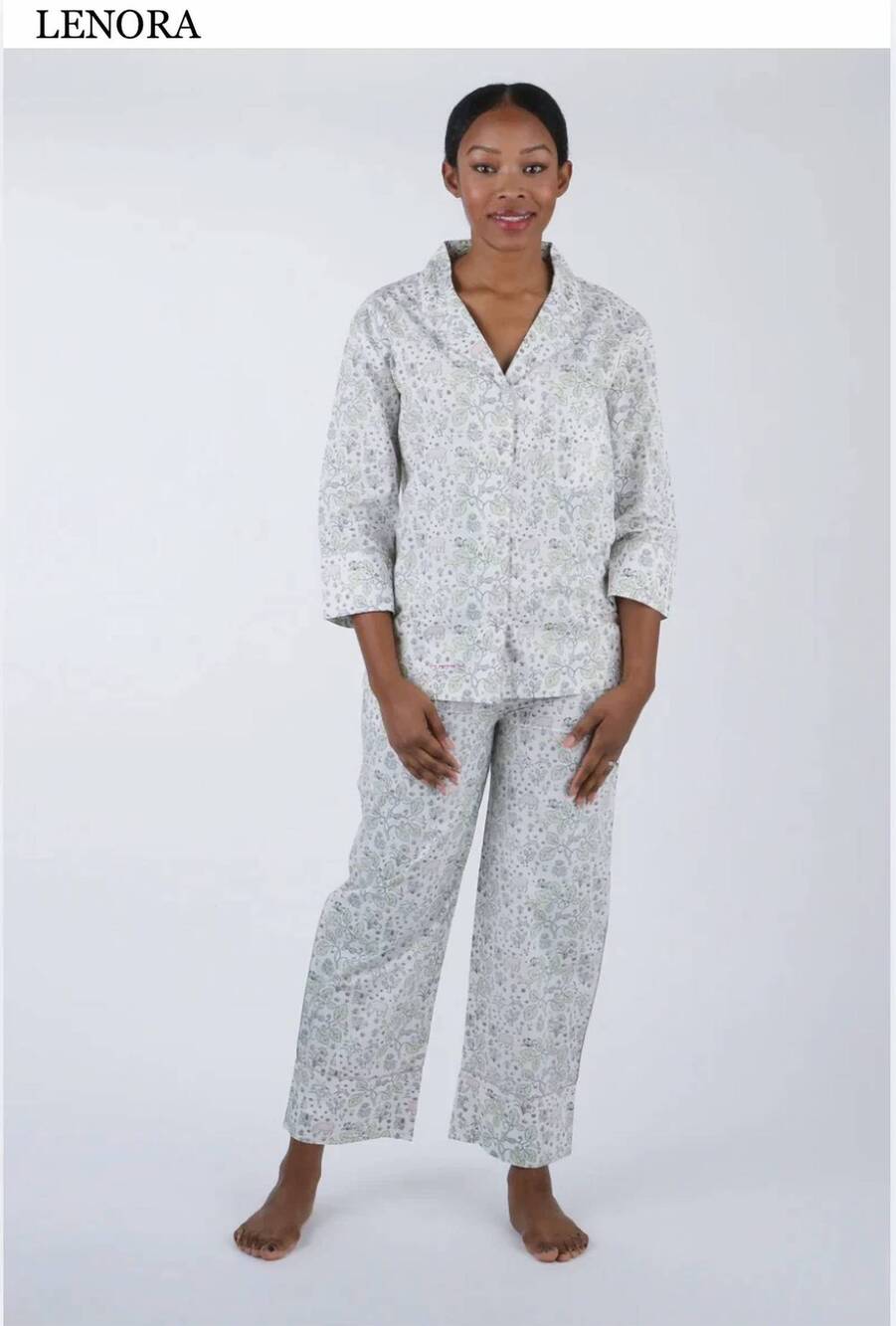 NEW LENORA emmie button-front and drawstring waist pajama in floral
